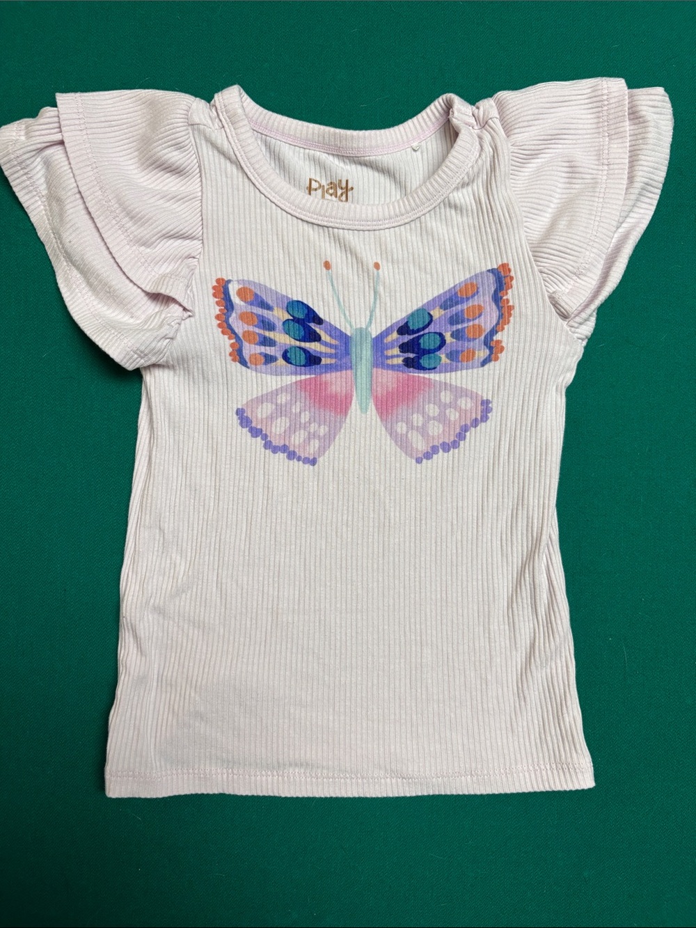 Little Sleepies Light Pink Butterfly Ruffle Sleeve Tee